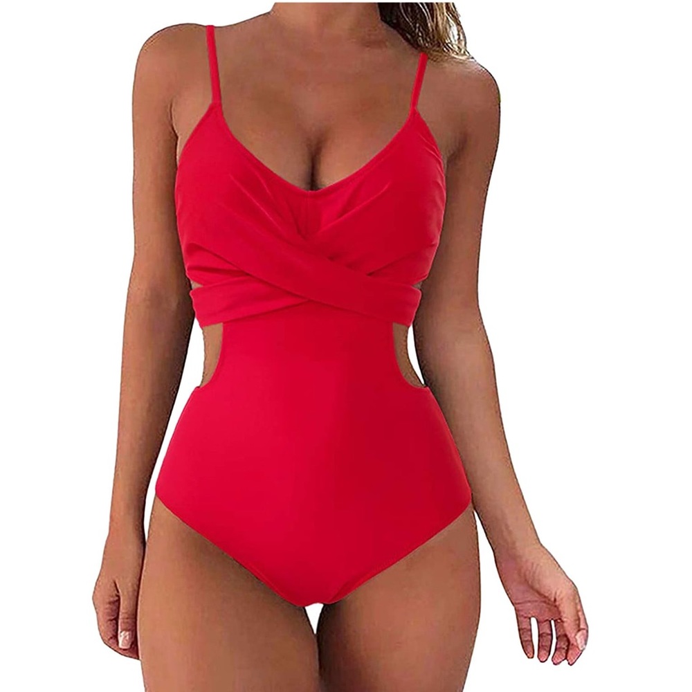 Cupshe Red Cutout One Piece Swimsuit with Moulded Cups- NWT LARGE